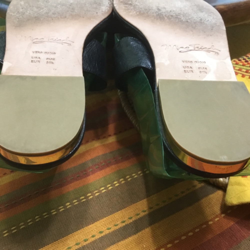 Miss Trish Black Doorknocker Thong Slides - Picture 6 of 8